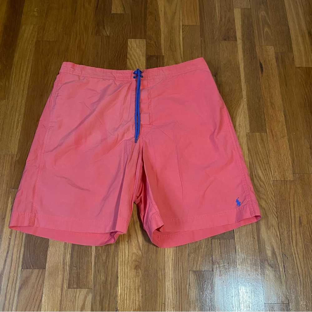 Ralph Lauren polo sport, orange, swim trucks lined size large